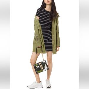 Michael Kors Ruffled Stripe Stretch-Viscose Dress